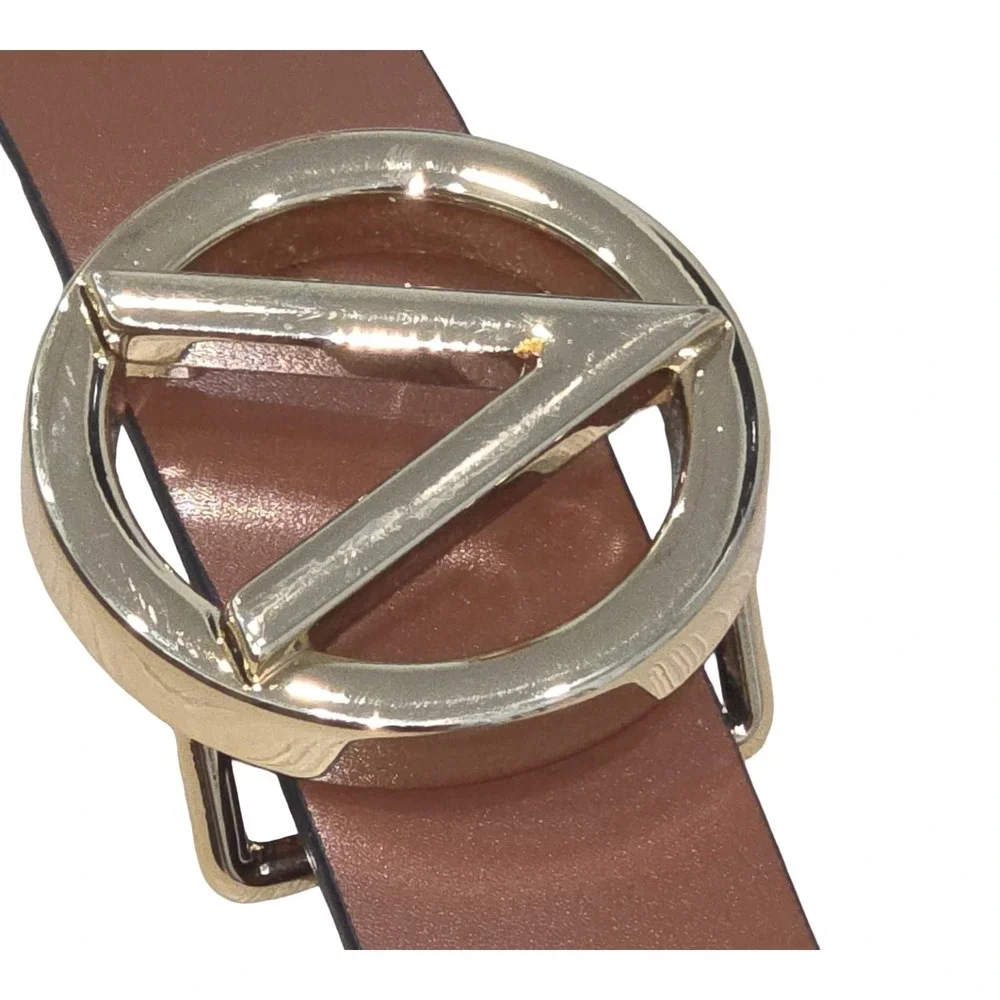 VALENTINO by MARIO VALENTINO Bessy Soave Logo Embossed Leather Belt Size XL
